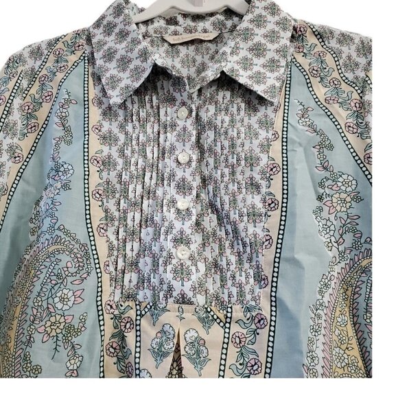 Soft Surroundings Blouse Petite Medium Long Sleeve Floral Paisley Tabitha Tunic - Picture 2 of 10